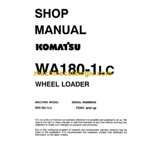 Komatsu WA180-1LC Wheel Loader Shop Manual (CEBMW17020)