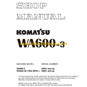 Komatsu WA600-3 Wheel Loader Shop Manual (SEBM013222)