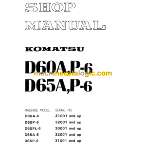 Komatsu D60A,P-6 D65A,P-6 Bulldozer Shop Manual (SEBM0144B01)