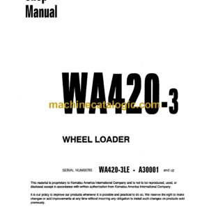 Komatsu WA420-3 Wheel Loader Shop Manual (CEBM000200)