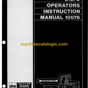 Hitachi R25 215-FD Dump Truck Operator's Manual (10076)