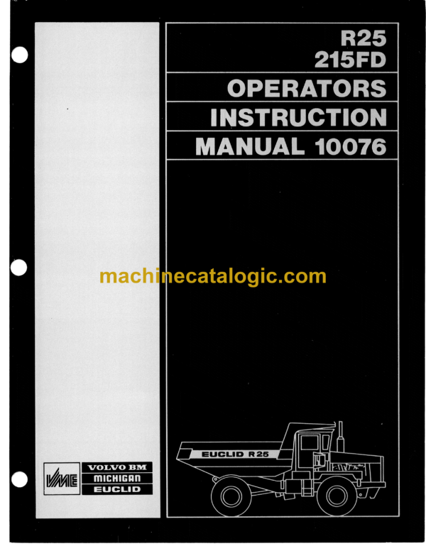 Hitachi R25 215-FD Dump Truck Operator's Manual (10076)