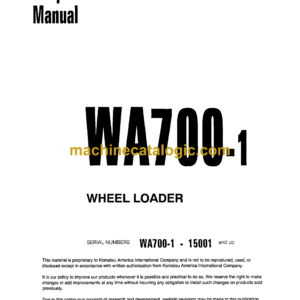 Komatsu WA700-1 Wheel Loader Shop Manual (SEBM009501)