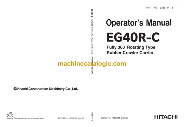 Hitachi EG40R-C Carrier Operator's Manual (EM81P-1-1)