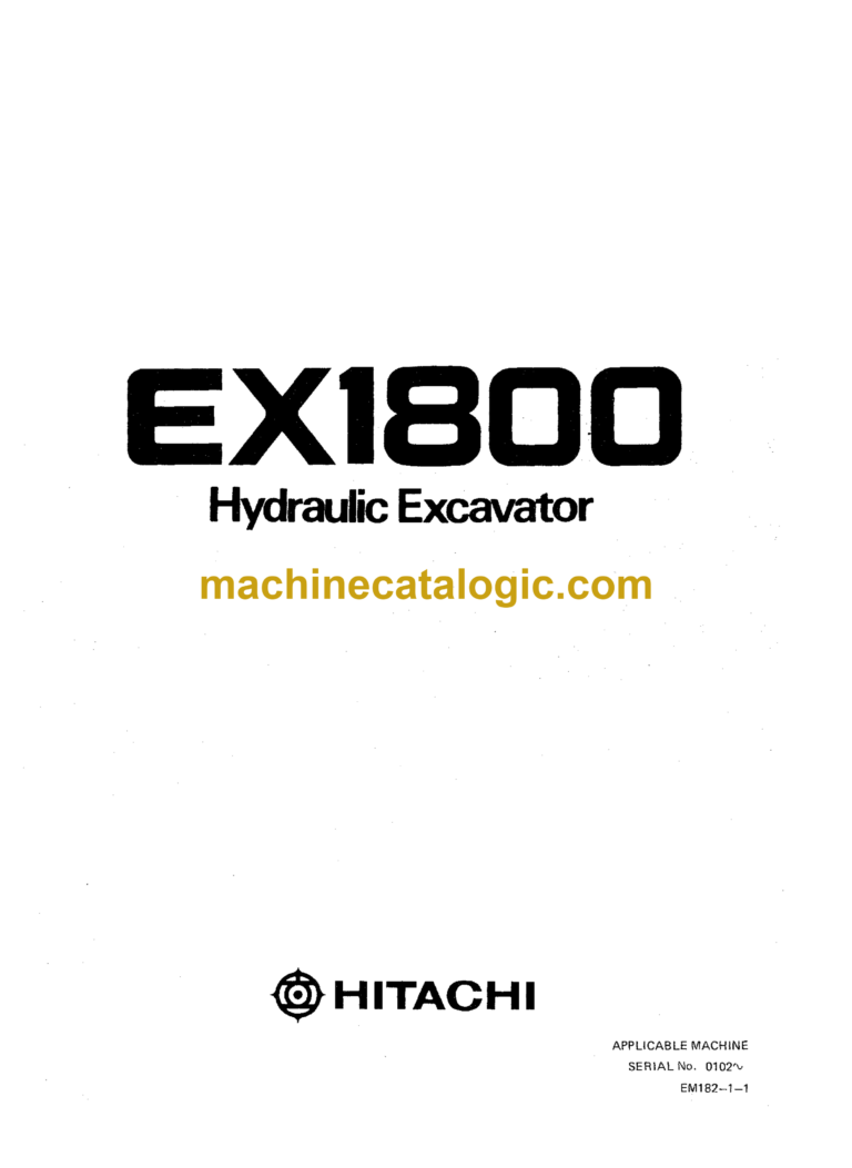 Hitachi EX1800 Excavator Operator's Manual (EM182-1-1)