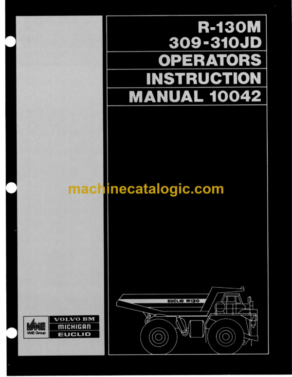 Hitachi R130M 309-310JD Dump Truck Operator's Manual (10042ENG)