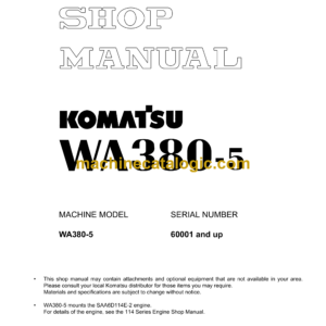 Komatsu WA380-5 Wheel Loader Shop Manual (SEBM024708)