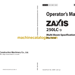 Hitachi ZX250LC-3 Multi-Boom Specification Machine Operator’s Manual (EM1V3-MB1-1(MD))