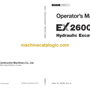 Hitachi EX2600-7 Hydraulic Excavator Operator’s Manual (ENMKEA-1-1)