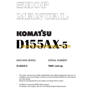 Komatsu D155AX-5 Bulldozer Shop Manual (SEBM034805)