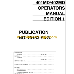 Hitachi EH4500 401MD 402MD Dump Truck Operator's Manual