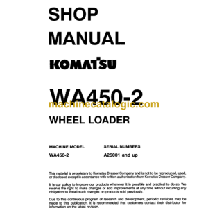 Komatsu WA450-2 Wheel Loader Shop Manual (CEBMW21020)