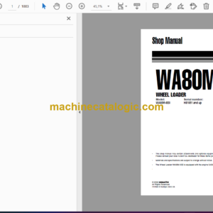 Komatsu WA80M-8E0 Wheel Loader Shop Manual (VENBM08001)