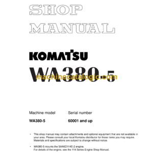 Komatsu WA380-5 Wheel Loader Shop Manual (SEBM024712)