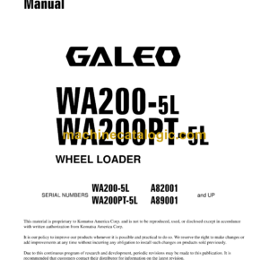 Komatsu WA200-5L, WA200PT-5L Wheel Loader Shop Manual (CEBM013003)