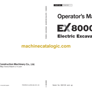 Hitachi EX8000E-6 Electric Excavator Operator’s Manual (ENM18W-1-1, ENM18W-1-2, ENM18W-1-3)