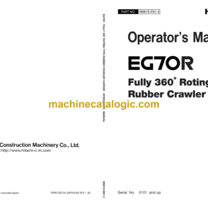 Hitachi EG70R Fully 360°Rotating Type Rubber Crawler Carrier Operator's Manual (EM81S-EN1-3)