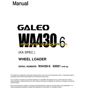 Komatsu WA430-6 Galeo Wheel Loader Shop Manual (SEN00837-03)