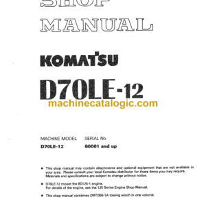 Komatsu D70LE-12 Bulldozer Shop Manual (SEBM003100)