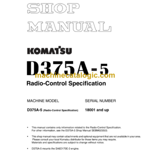 Komatsu D375A-5 Radio Control Spec. Bulldozer Shop Manual (SEBM028901)