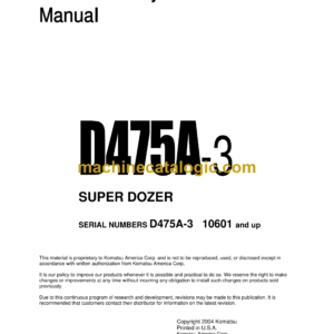 Komatsu D475A-3 Super Dozer Field Assembly Manual (SEAW002302)