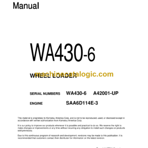 Komatsu WA430-6 Wheel Loader Shop Manual (CEBM008201)