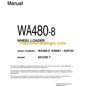 Komatsu WA480-8 Wheel Loader Shop Manual (CEBM032900)