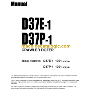 Komatsu D37E-1, D37P-1 Crawler Dozer Shop Manual (SEBMU1170101)