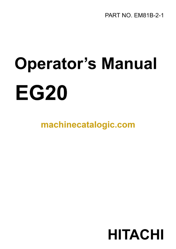 Hitachi EG20 Carrier Operator's Manual (EM81B-2-1)