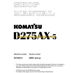 Komatsu D275AX-5 Bulldozer Shop Manual (SEBM025509)