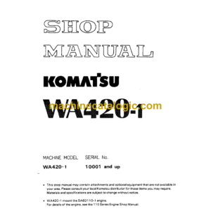 Komatsu WA420-1 Wheel Loader Shop Manual (SEBMU4240106)