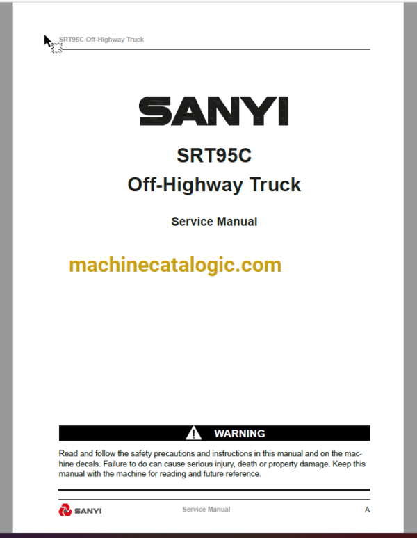 Sany SRT95C Off-Highway Truck Service Manual