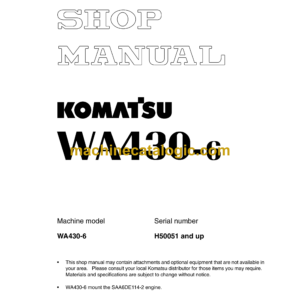 Komatsu WA430-6 Wheel Loader Shop Manual (VEBM350100)