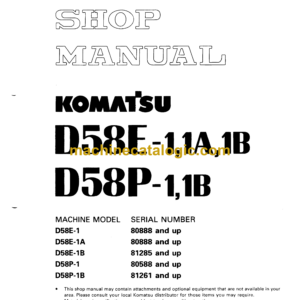 Komatsu D58E-1,1A,1B D58P-1,1B Bulldozer Shop Manual (SEBMU1340106)