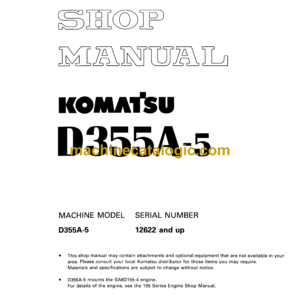 Komatsu D355A-5 Bulldozer Shop Manual (SEBM01950508)