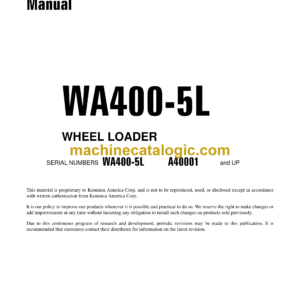 Komatsu WA400-5L Wheel Loader Shop Manual (CEBM010002)