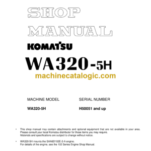 Komatsu WA320-5H Wheel Loader Shop Manual (VEBM240100)