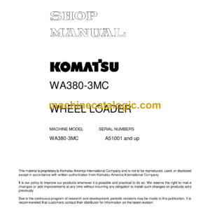 Komatsu WA380-3MC Wheel Loader Shop Manual (CEBM003402)