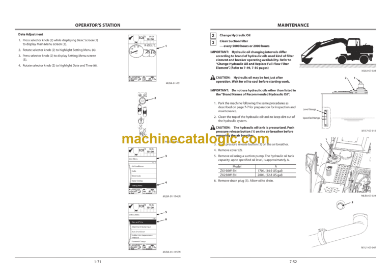 Hitachi ZX190W-5N, ZX230W-5N Wheeled Excavator Operator's Manual
