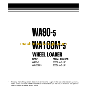 Komatsu WA90-5, WA100M-5 Wheel Loader Shop Manual (VEBM270100)