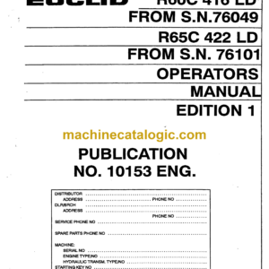 Hitachi R60C 416LD Dump Truck Operator's Manual (10153ENG)