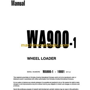 Komatsu WA900-1 Wheel Loader Shop Manual (SEBM008002)