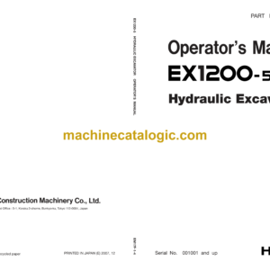 Hitachi EX1200-5 Hydraulic Excavator Operator's Manual (EM17F-1-4)