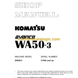 Komatsu WA50-3 Avance Wheel Loader Shop Manual (SEBM017803)