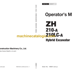 Hitachi ZH210-A, ZH210LC-A Hybrid Excavator Operator's Manual (ENMDCF-1-2)