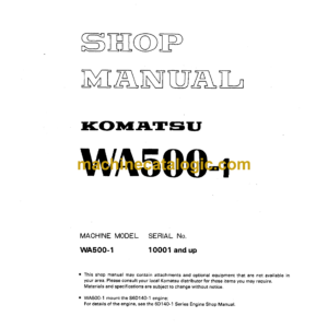 Komatsu WA500-1 Wheel Loader Shop Manual (SEBM04250107)