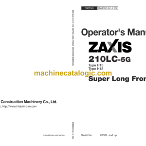 Hitachi ZX210LC-5G Type H15 Type H18 Super Long Front Operator's Manual (ENMDCE-SL1-2(ID))