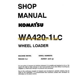 Komatsu WA420-1LC Wheel Loader Shop Manual (CEBMW24020)