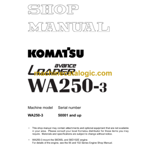 Komatsu WA250-3 Avance Loader Wheel Loader Shop Manual (SEBM005910)