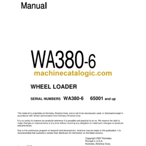 Komatsu WA380-6 Wheel Loader Shop Manual (SEN00769-03)